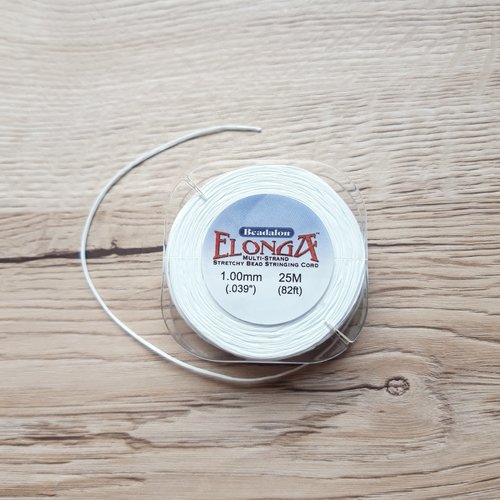 Fil élastique multibrins beadalon elonga blanc 1mm
