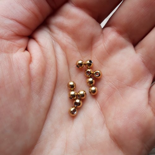 Perles rondes 4mm en acier inoxydable doré