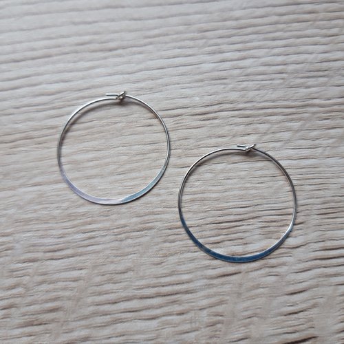 Créoles aplaties à décorer 25mm en argent 925/1000