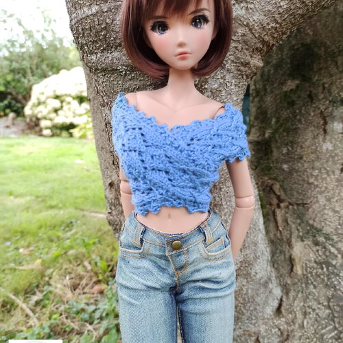 297. fiche tricot cache-coeur irlandais pour poupée smart doll classique