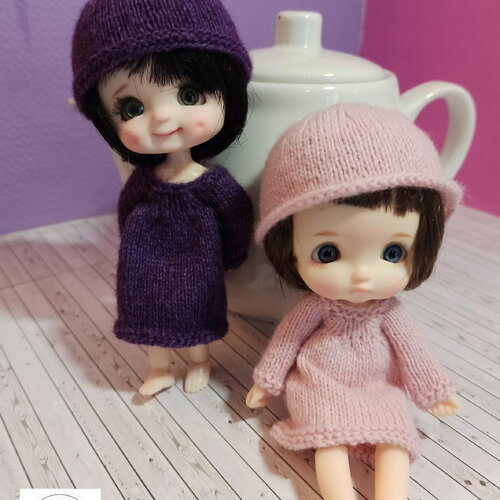 382. modèle tricot pour poupée sto doll – robe et bonnet