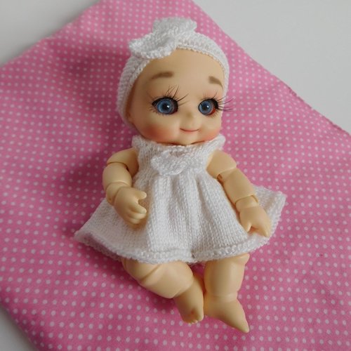 196. patron tricot robe et bandeau pour poupée nappy choo – fiche pdf – vêtements miniatures à tricoter – modèle facile et