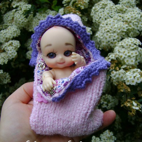 120. patron tricot nid d'ange pour poupée nappy choo – fiche pdf – cocon bébé avec capuche et doublure