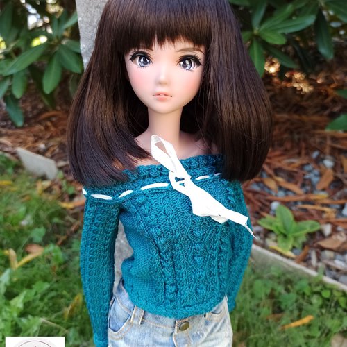 Pull tricoté main pour smart doll classique – vêtement artisanal en point fantaisie – modèle automne écossais