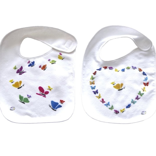 Bavoir avec fermeture velcro, en tissu éponge microfibre et coton