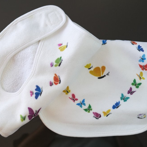 Lot de 2 bavoirs avec fermeture velcro, en tissu éponge microfibre et coton