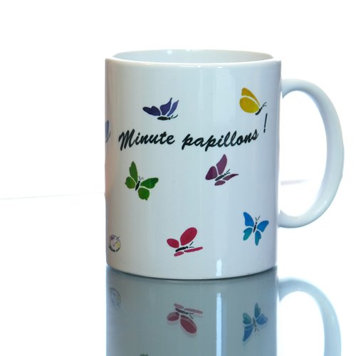 Mug céramique 325ml -  minute papillons ! - motif petits papillons