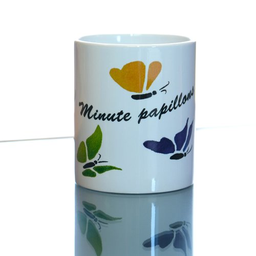 Mug céramique 325ml -  minute papillons ! - motif grands papillons