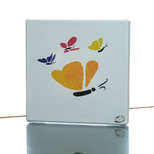 Tableau déco - inspiration papillons - format 15cmx15cm