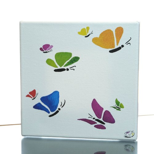 Tableau déco - inspiration papillons - format 17cmx17cm