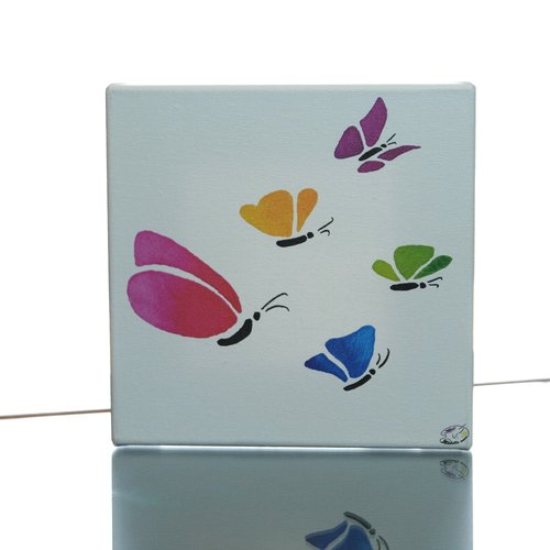Tableau déco - inspiration papillons - format 19cmx19cm