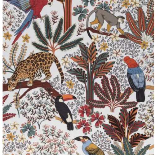Tissu coton animaux, tissu à motifs oiseaux, fibre textile, rideau siège tenture, textile ameublement, garniture, etoffe, tapisserie