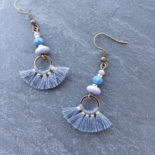 Boucles d'oreille bronze et perle en verre tcheque
