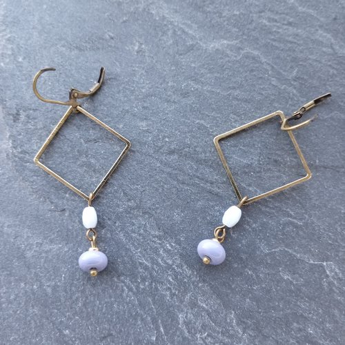 Boucles d'oreille bronze et perle en verre tcheque