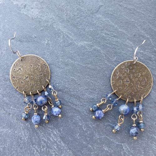 Boucles d'oreille bronze et perle en verre tcheque