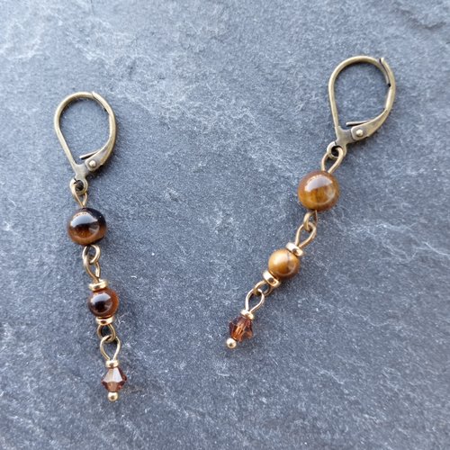 Boucles d'oreille bronze et perle en verre tcheque