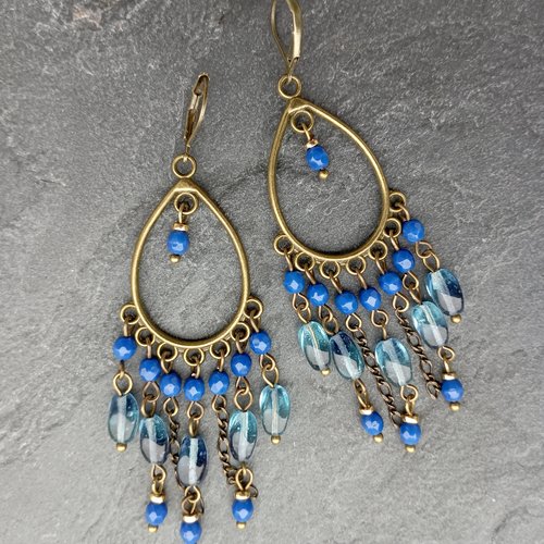 Boucles d'oreille bronze et perle en verre tcheque