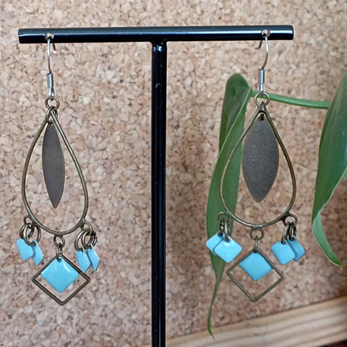Boucles d'oreille bronze bleues