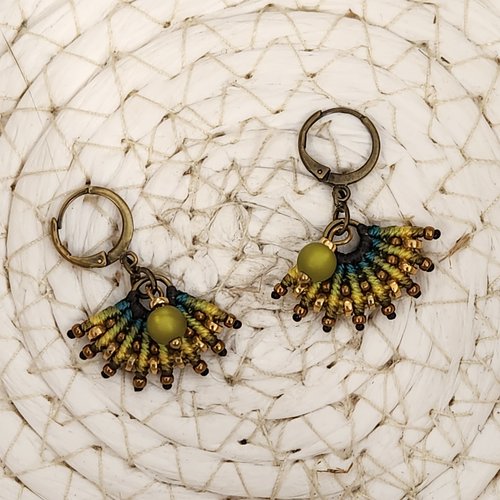 Boucles macramé dégradé vert