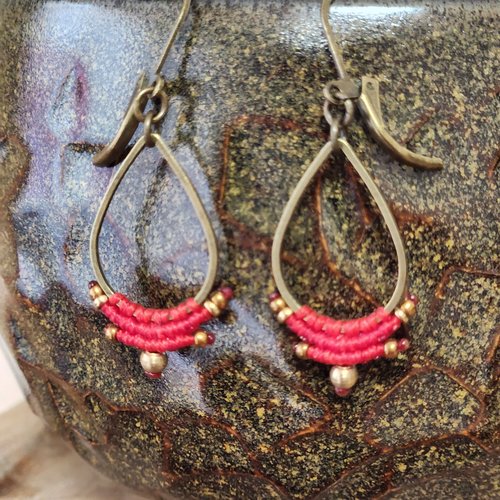 Boucles macramé et bronze rouge