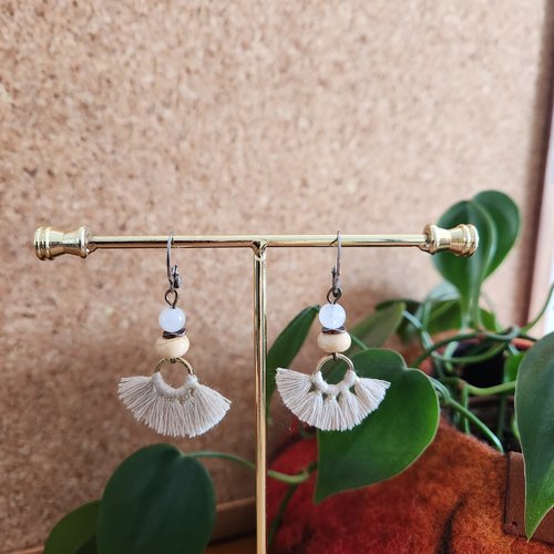 Boucles d'oreille bronze tons blanc