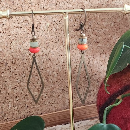 Boucles d'oreille bronze tons orange