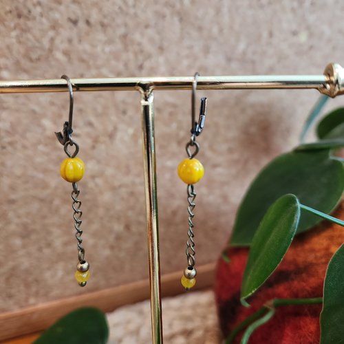 Boucles d'oreille bronze tons jaune