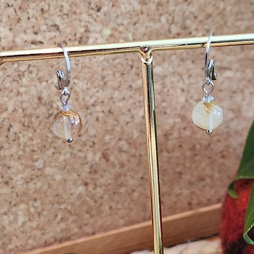 Boucles d'oreille quartz et inox
