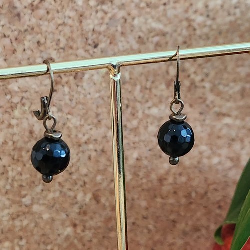 Boucles d'oreille bronze et onyx