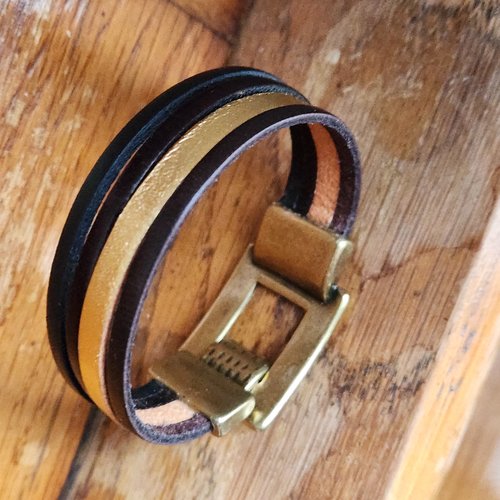 Bracelet cuir ton rouge