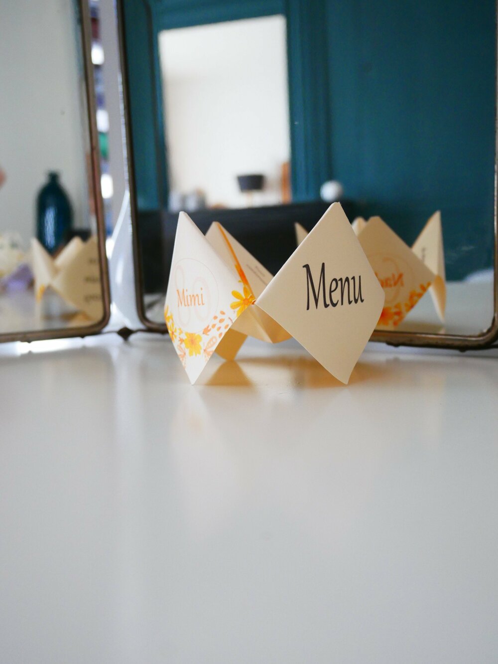 Menu Anniversaire Personnalise Cocotte En Papier Origami Fete Un Grand Marche
