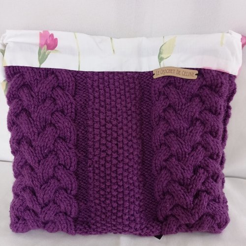 Sac violet en laine à torsades
