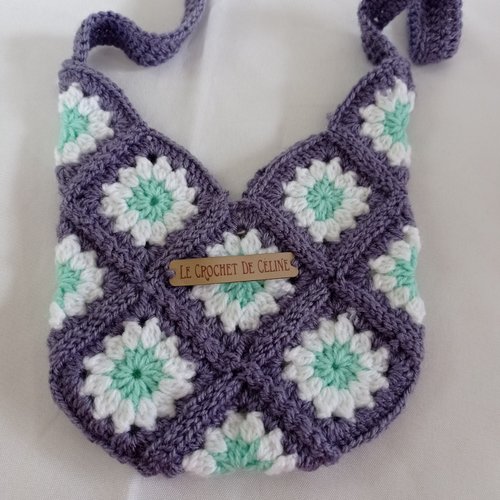 Sac granny violet vert blanc
