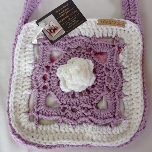 Sac en laine lilas et doublure tissu