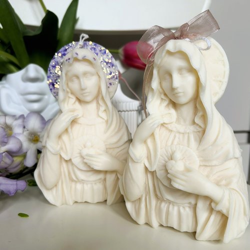 Bougie buste sainte vierge marie religieuse