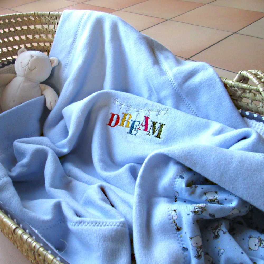 Grande couverture Liberty bleu pour bébé coton fait main made in