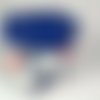 Panière vide poche bi-matière coton imprimé vélo tricolore et simili cuir bleu