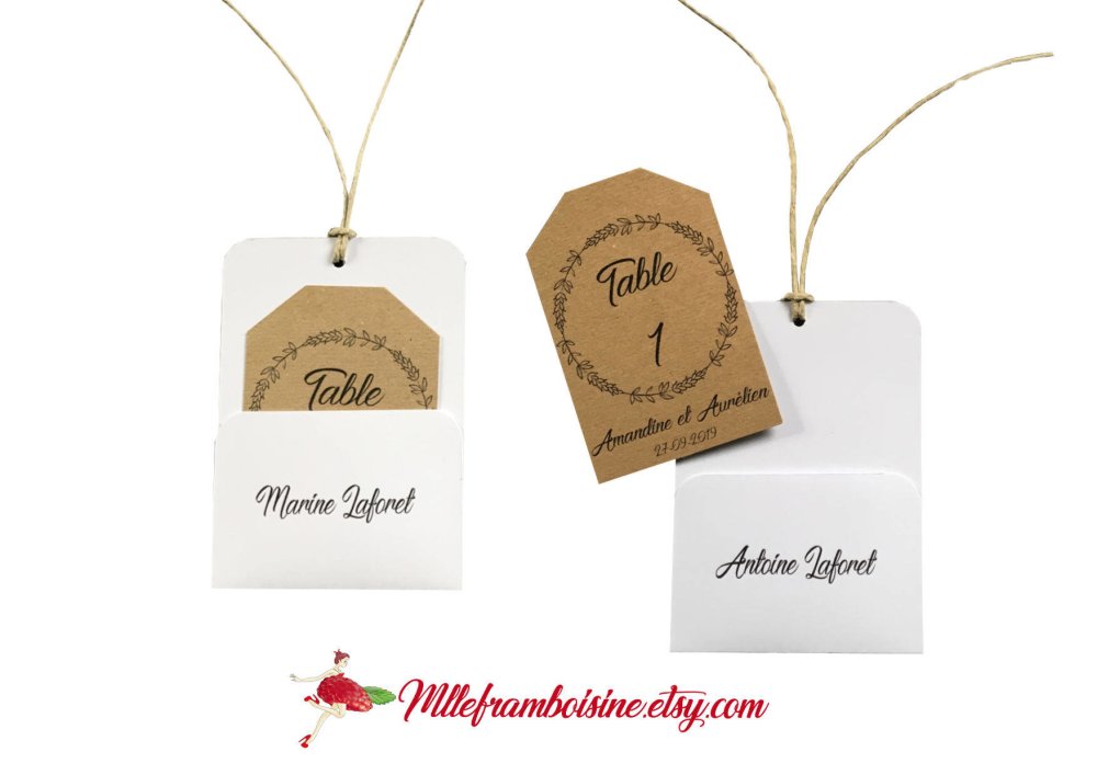 Plan De Table Mariage Carte Numero De Table Personnalisee Au Nom De L Invite Anniversaire Communion Bapteme Kraft Un Grand Marche