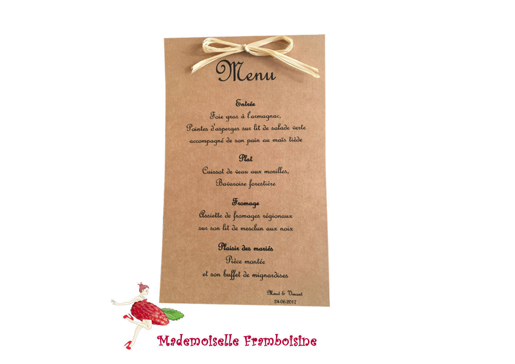 Menu Kraft Pour Mariage Bapteme Communion Anniversaire Kraft Naturel Et Raphia Un Grand Marche