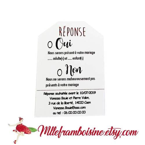 Etiquettes Coupon Reponse Invitation Pour Faire Part Mariage Kraft Naturel Ou Blanc Personnalisable Un Grand Marche