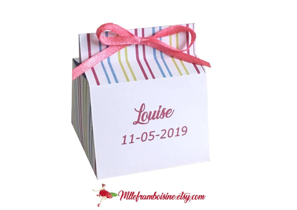 Boite A Dragees Rayures Multicolor Personnalisable Bapteme Mariage Communion Anniversaire Un Grand Marche