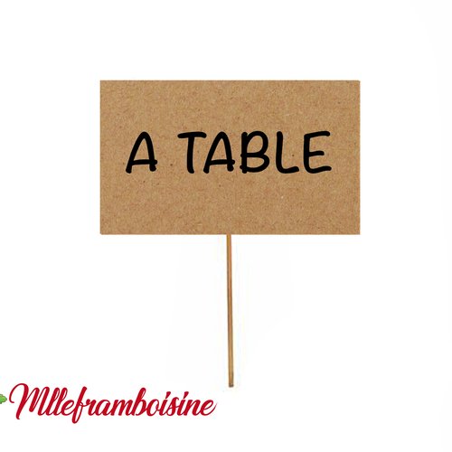 Pancarte « a table » pour mariage, kraft naturel