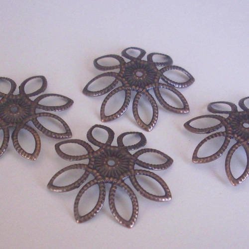 20 calottes filigranes 21 mm cuivre - beads caps