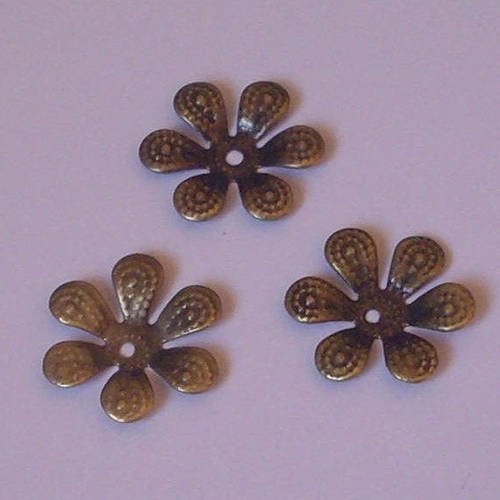100 calottes filigrane 17 mm bronze - fleur