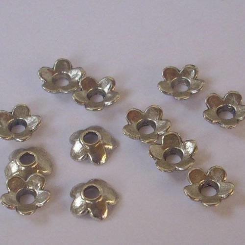 200 calottes en métal argenté 6 mm - beads caps