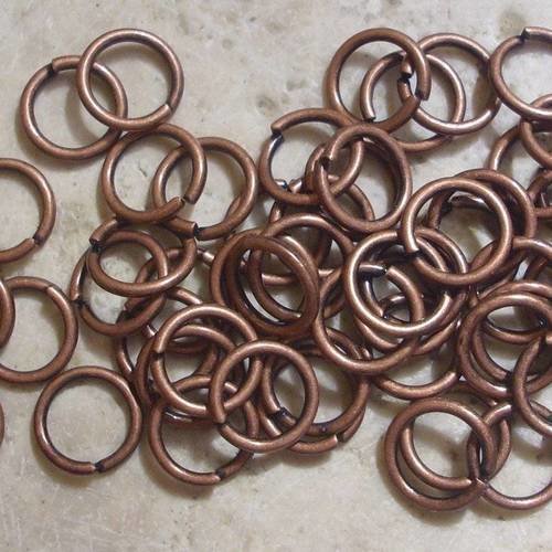 100 anneaux couleur cuivre 8x0.8 mm - ron jump rings, red copper color