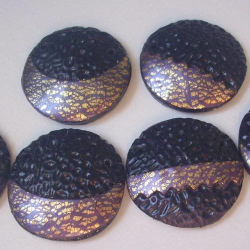 Perles artisanales en pâte polymère fimo lentilles 2.6 cm - polymer clay beads - handmade