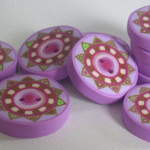 Bouton fait main 1.8 cm - fimo - boutons couture - fleur - handmade polymer clay buttons