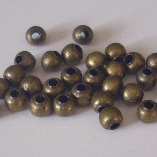 100 perles en métal intercalaire bronze 4 mm - bead spacer
