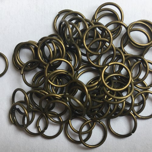 100 anneaux en métal 10x1 mm - couleur bronze